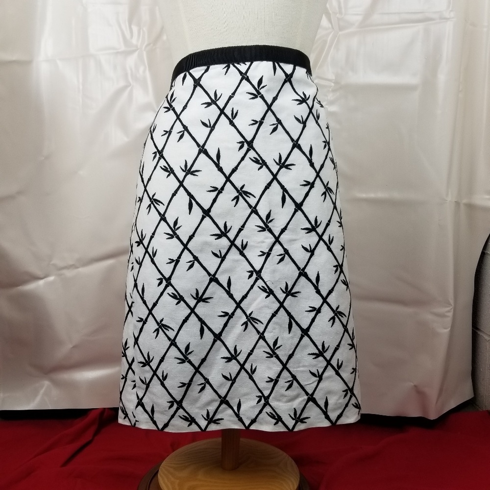 Talbots bamboo print Linen blend skirt
